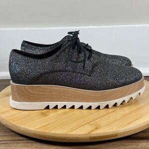 Pedder Red Lester Glitter Platform Derbies Lace Up Gray Women's 37 US 6.5/7 Nice